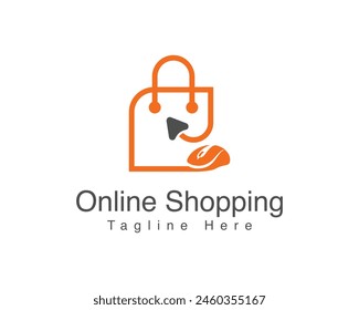 Online shopping store logo designs Template.  Online shop simple and minimalist vector logo concept. Shopping cart and Shopping bag creative combination logo design.