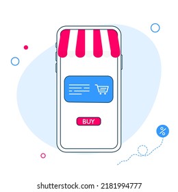 Online shopping store on website and mobile phone design. Smart business marketing concept. Vector Illustration