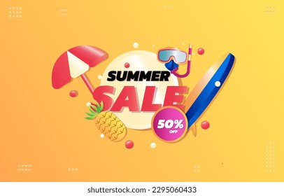 online shopping Summer sale banner up to 50 % off in phone and element summer background  design for banner social media website vector	
