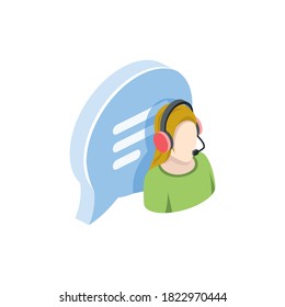 Online shopping support chat bubble. Vector 3d isometric, color web icons set, new flat style. Creative illustration, idea for infographics.