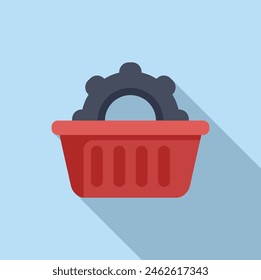 Online shopping support icon flat vector. Shop basket. Call center