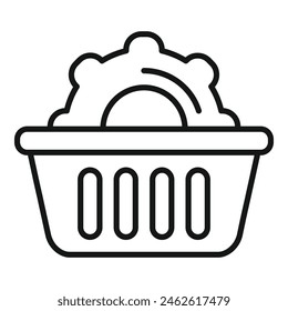 Online shopping support icon outline vector. Shop basket. Call center