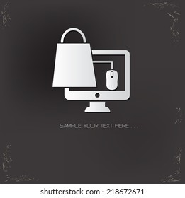 Online shopping symbol,grunge vector