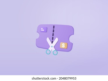 online shopping tag price 3d render vector, discount coupon of cash for future use. sales with an excellent offer 3d for shopping online, Special offer promotion on price tags on purple background