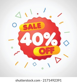 online shopping tag price 3d render vector, discount coupon of cash for future use. sales with an excellent offer 3d for shopping online, Special promotion on 3d price tags 40 % off forty