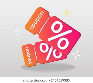 online shopping tag price 3d render vector, discount coupon of cash for future use. sales with an excellent offer 3d for shopping online, Special offer promotion on price tags on white background