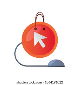 online shopping, tag price click ecommerce vector illustration icon isolated design