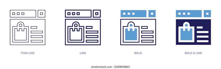 Online shopping taxes icon in 4 different styles. Thin Line, Line, Bold, and Bold Line. Duotone style. Editable stroke.