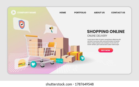 Online Shopping Templates App Page Web Stock Vector (Royalty Free ...