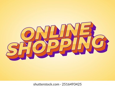 Compras en línea. Diseño de efecto de texto en estilo 3D con colores modernos