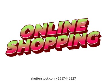 Compras en línea. Diseño de efecto de texto en estilo 3D con colores modernos