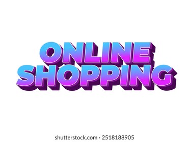 Compras online. Design de efeito de texto em estilo 3D com cores modernas