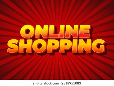Compras en línea. Diseño de efecto de texto en estilo 3D con colores modernos