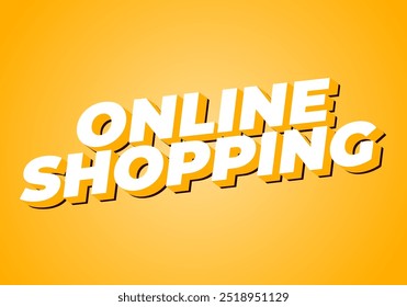 Compras en línea. Diseño de efecto de texto en estilo 3D con colores modernos