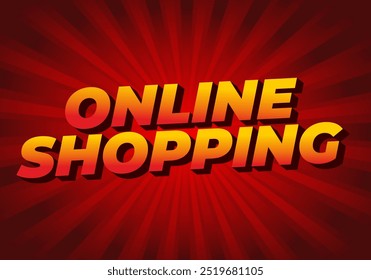 Compras en línea. Diseño de efecto de texto en estilo 3D con colores modernos