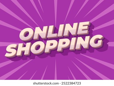 Online shopping. Text effect design in 3D style with modern colors