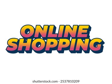 Compras en línea. Diseño de efecto de texto con buenos colores y aspecto 3D