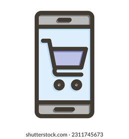 Online Shopping Thick Line Filled Colors For Personal And Commercial Use.
