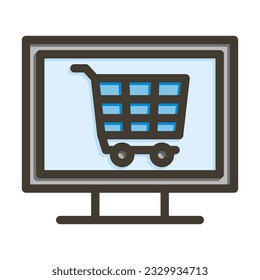 Online Shopping Thick Line Filled Colors For Personal And Commercial Use.
