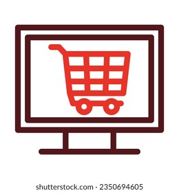 Online Shopping Thick Line Two Color Icons For Personal And Commercial Use.

