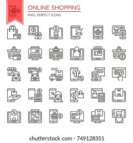 Online Shopping , Thin Line and Pixel Perfect Icons
