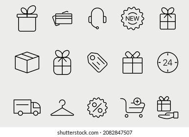 Online Shopping - thin linear vector icon set. E-commerce icon collection. Online shopping thin line icons. Shop icons vector
