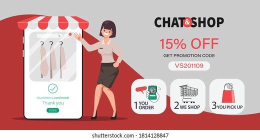 Online shopping through smartphone for pick up. Department store and supermarket customer service from home. New normal lifestyle concept.