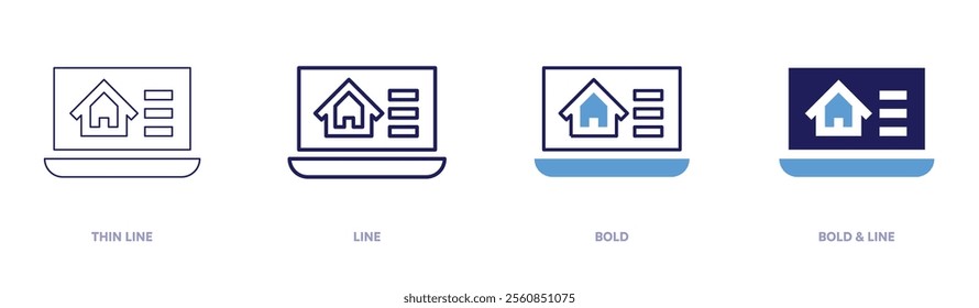 Online shopping tips icon in 4 different styles. Thin Line, Line, Bold, and Bold Line. Duotone style. Editable stroke.