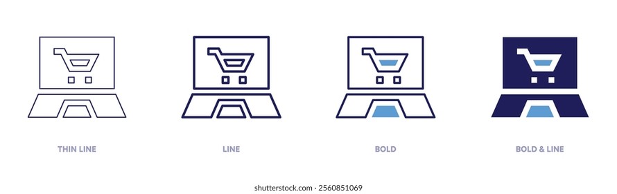 Online shopping tools icon in 4 different styles. Thin Line, Line, Bold, and Bold Line. Duotone style. Editable stroke.