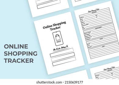 Online shopping tracker interior. Shopping information tracker and balance checker interior. Interior of a log book. Daily online shopping information and customer info tracker template.