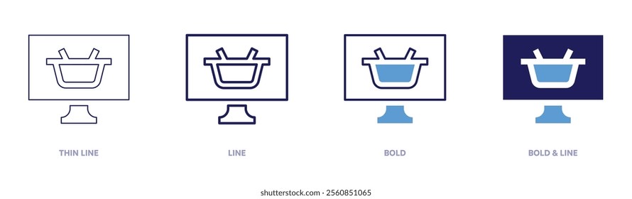 Online shopping trend icon in 4 different styles. Thin Line, Line, Bold, and Bold Line. Duotone style. Editable stroke.