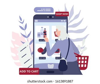 Online shopping using devices. Modern technology, internet and e-commerce web banner. Mobile marketing and PPC technology. Customer service and delivery. Isolated flat vector illustration