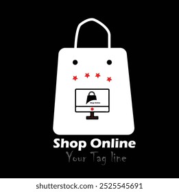 Online shopping  using laptop and web portal  vector illustration with laptoop logo