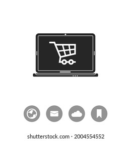 Online shopping vector black simple icon