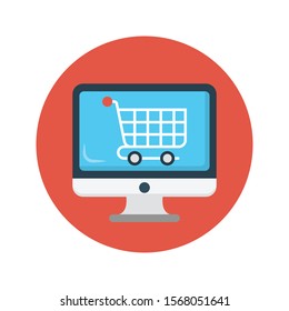 online shopping vector flat  colour  icon 