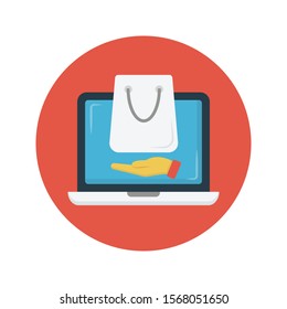 online shopping vector flat  colour  icon 