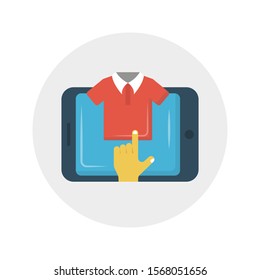 online  shopping vector flat  colour  icon 