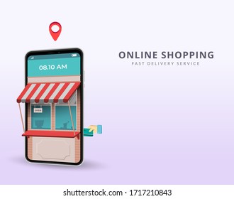 online shopping vector food and drink with fast delivery service