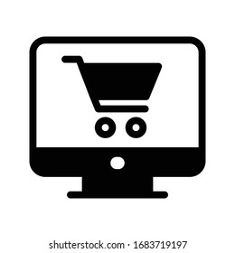 icono plano de glifo vectorial de compra en línea 