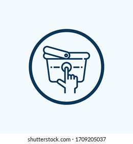 Online shopping vector icon. Add to basket filled flat sign for mobile concept and web design. Webpage with shopping basket glyph icon. Symbol, logo illustration. Vector graphics