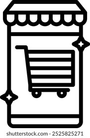 El ícono del Vector de compras en línea se puede utilizar para el marketing digital