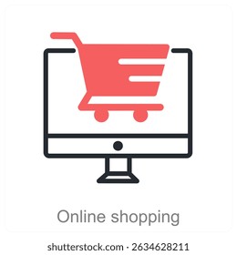 Diseño de concepto de icono de Vector de compras en línea