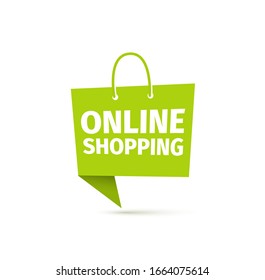 Online shopping vector icon. Delivery food sign. E-commerce logo. Isolated Shopping bag on white background
