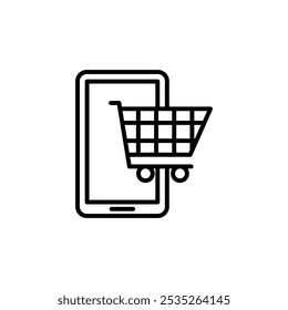 Icono de Vector de compras en línea. Trazo negro editable.