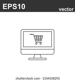 Online shopping vector icon on white background.