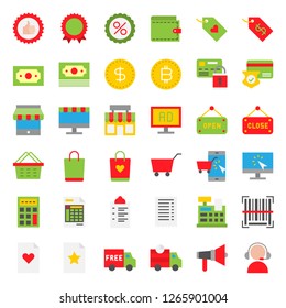 Online shopping vector icon set, flat design