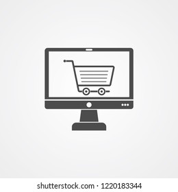Online shopping vector icon sign symbol