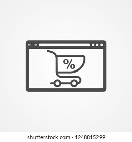 Online shopping vector icon sign symbol