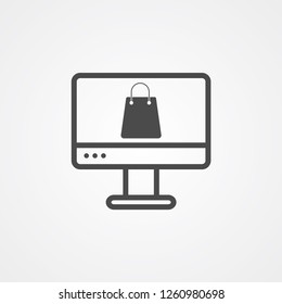 Online shopping vector icon sign symbol