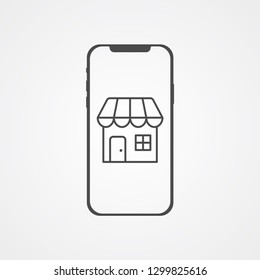Online shopping vector icon sign symbol